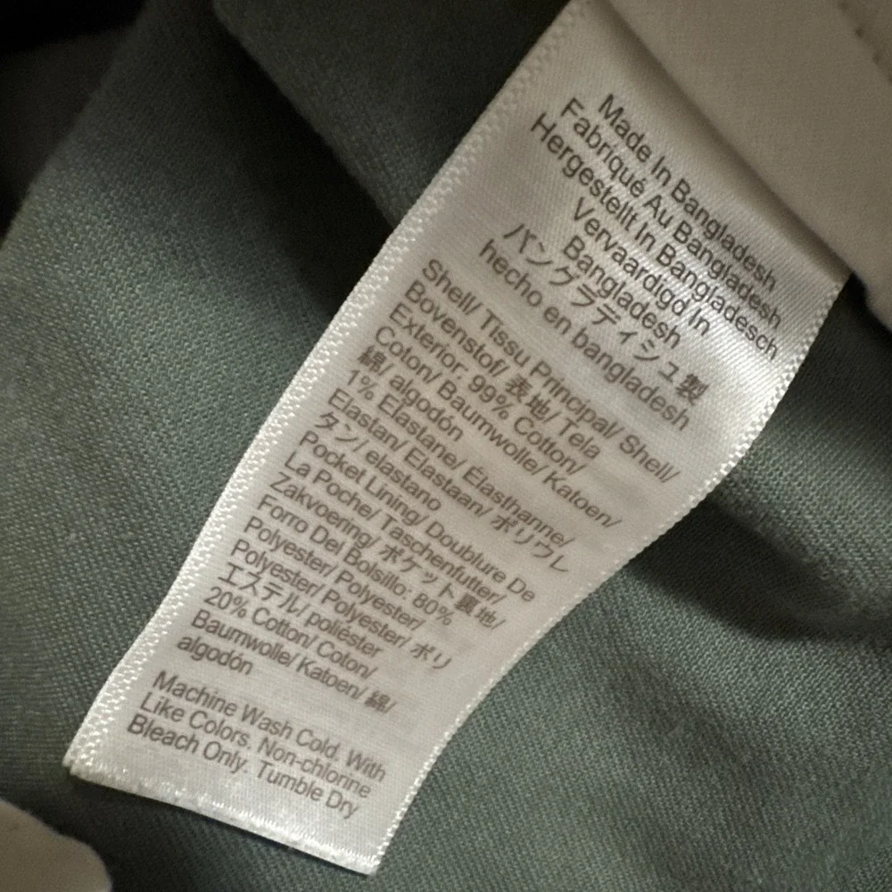 J.Crew Factory Pants Men's 34/32 Straight Flex Sage Green Cotton Twill‎ Chinos